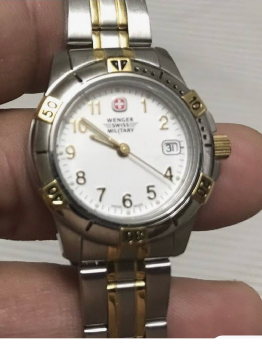 Swiss Legend TwoTone Chronograph Watch With White MotherOfPearl Dial